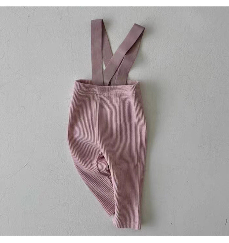 Ribbed Suspender Long Pants リブ編み サスペンダー レギンスパンツ【mh0013030】