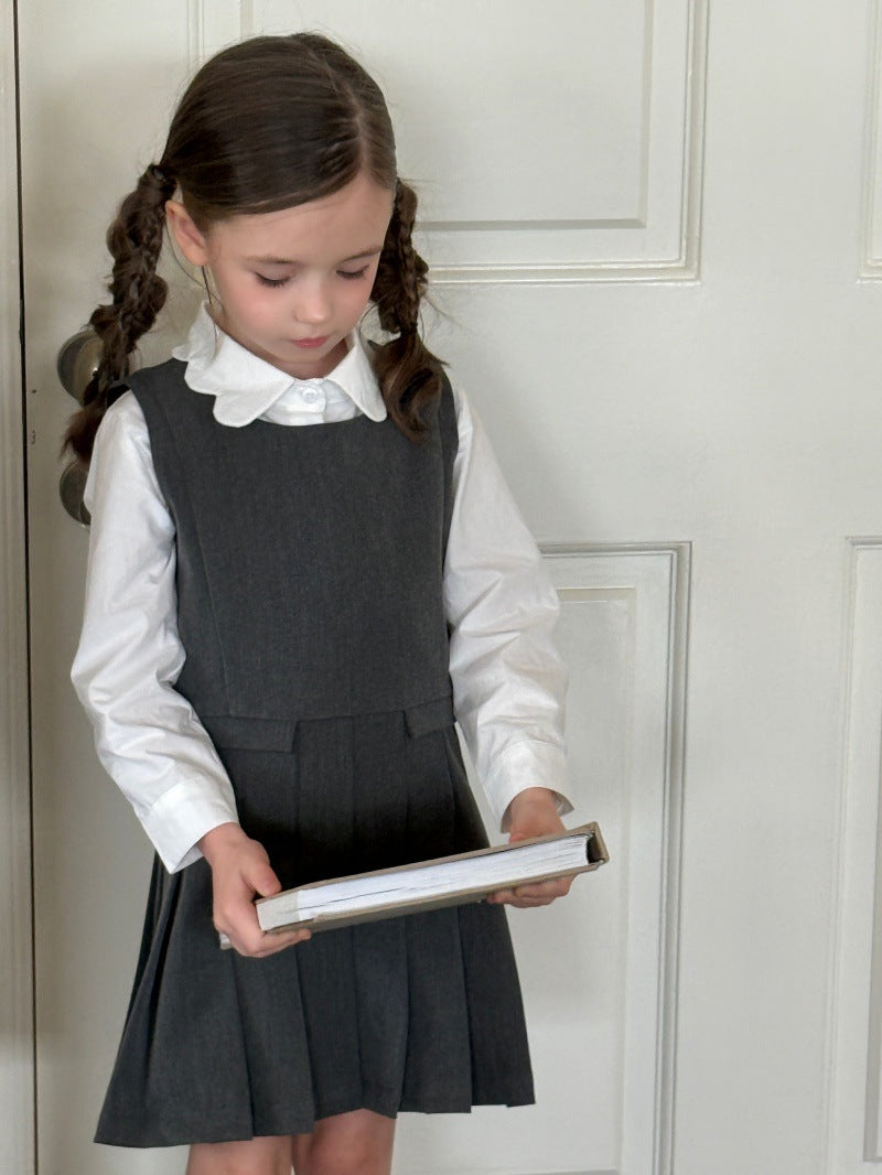 Kids' Sleeveless Pleated Dress with Waist Seam【mh0014072】
