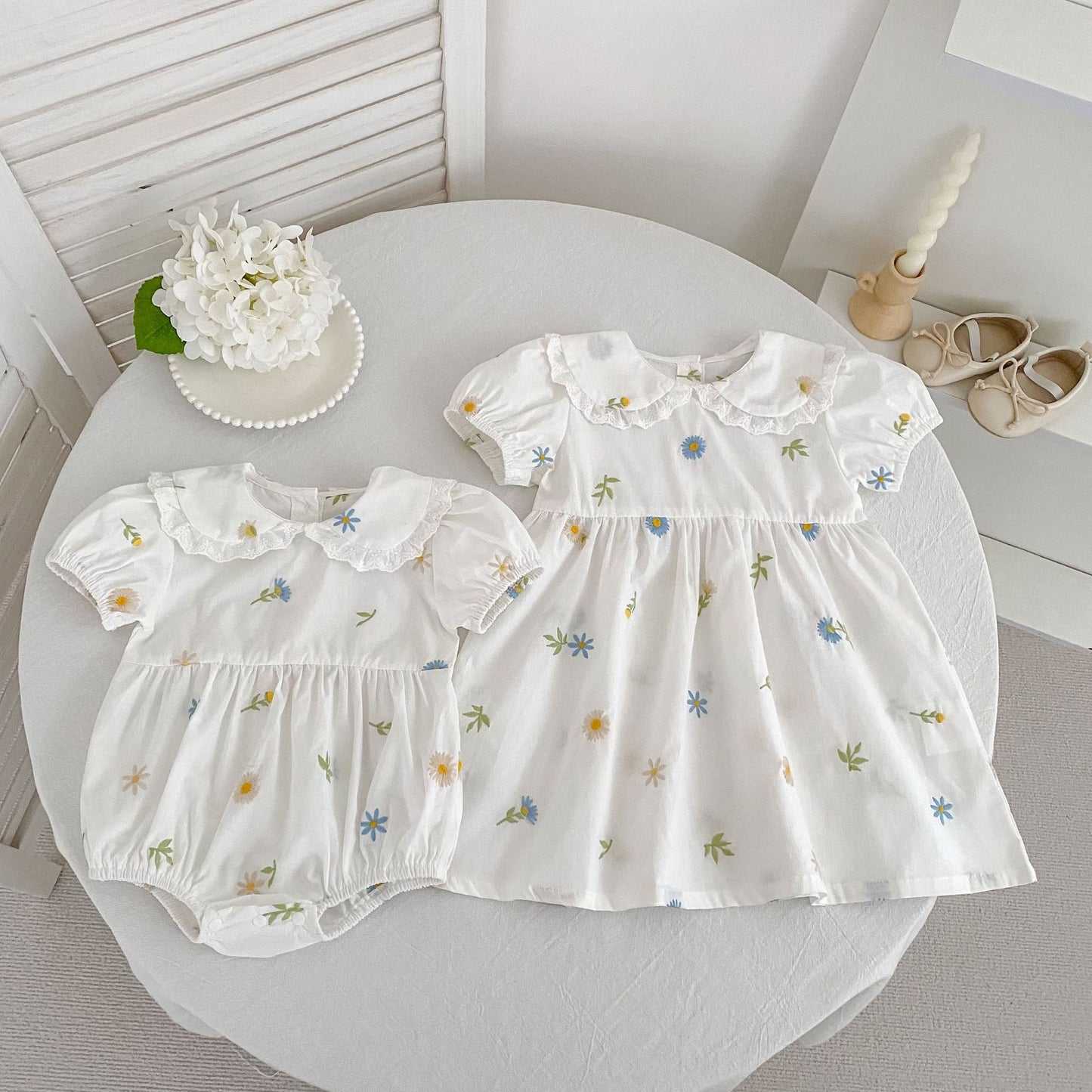 Floral Puff Sleeve Romper Dress パフスリーブ ロンパース ワンピース【mh0013167】