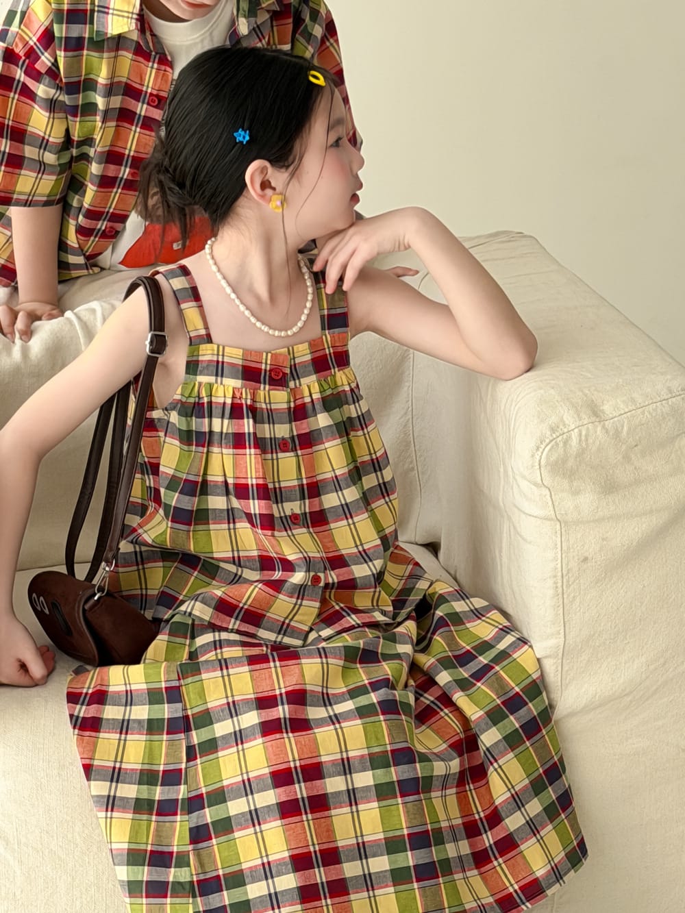 Color-Block Plaid Separates チェック ショートパンツ シャツ キャミソール スカート【mh0013121】 KUMAI.KIDS ノースリーブセットアップ