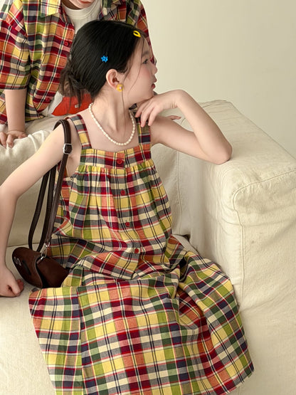 Color-Block Plaid Separates チェック ショートパンツ シャツ キャミソール スカート【mh0013121】 KUMAI.KIDS ノースリーブセットアップ