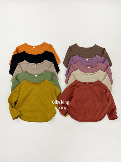Bamboo Cotton Long Sleeve Crew Neck Top 【mh0012559】