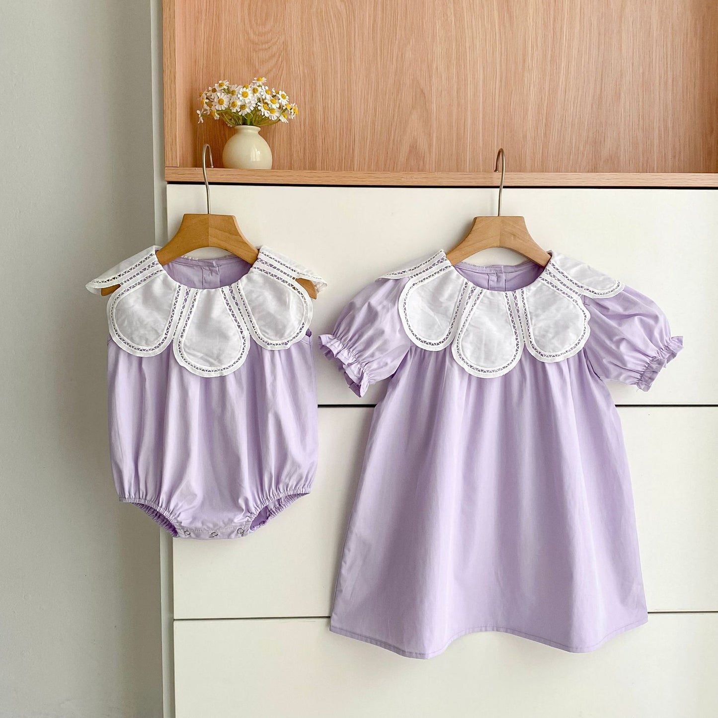 Petal Collar Romper Puff Sleeve Dress ラッフル ロンパース ミモレ丈ワンピース【mh0013158】