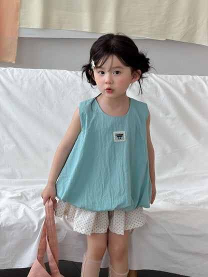Balloon Hem Sleeveless Tunic Top バルーン ノースリーブ チュニック【mh0012748】