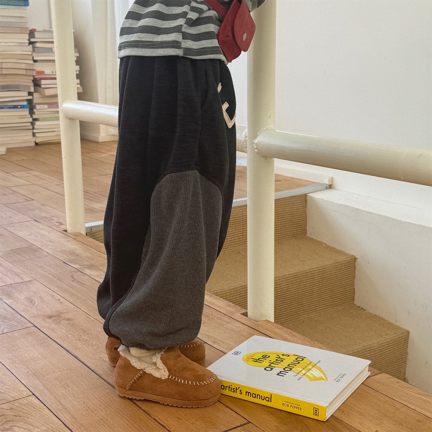 スウェットパンツ 裏ボア ビッグロゴ バイカラー ボリューム ボトムス【mh0011608】