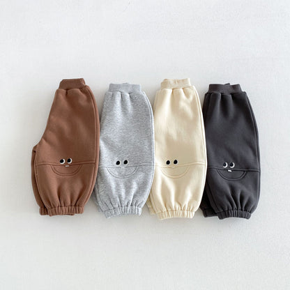Kids' Smile Embroidered Brushed-Lining Joggers [mh0014776]