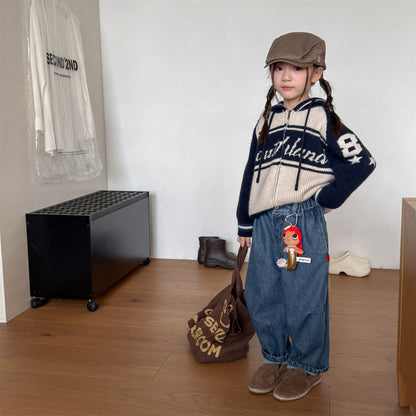 Pantalones vaqueros holgados de pierna cónica para niños【mh0014537】