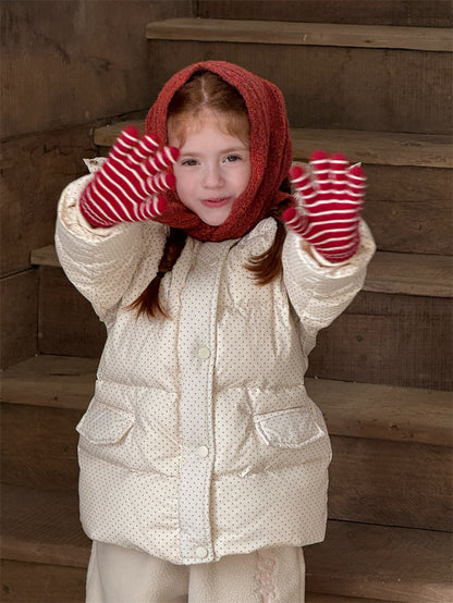 ダウンジャケット ドット フーディ ミディ丈 パフ アウター【mh0011626】