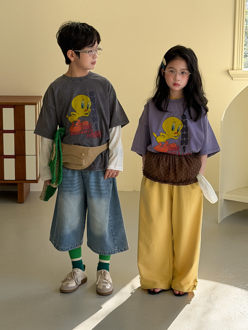 Bird Print Cotton T-shirt バード プリント 半袖Tシャツ【mh0012513】
