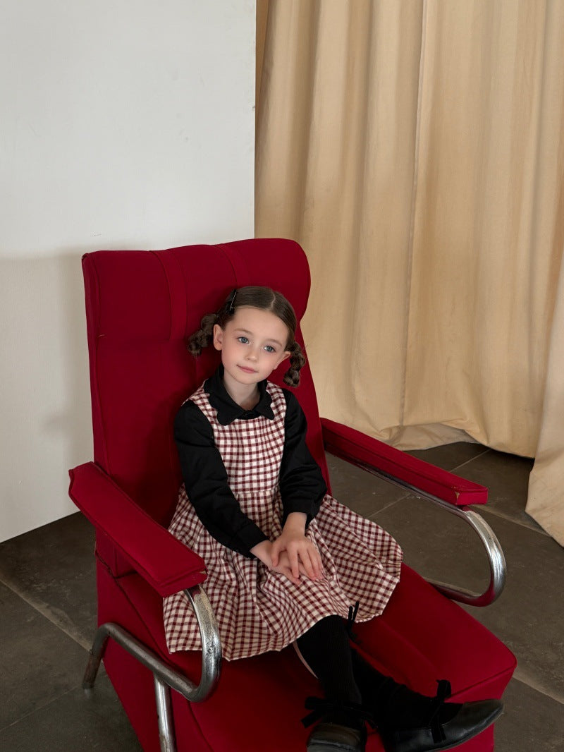Kids' Plaid Pleated Sleeveless Jumper Dress