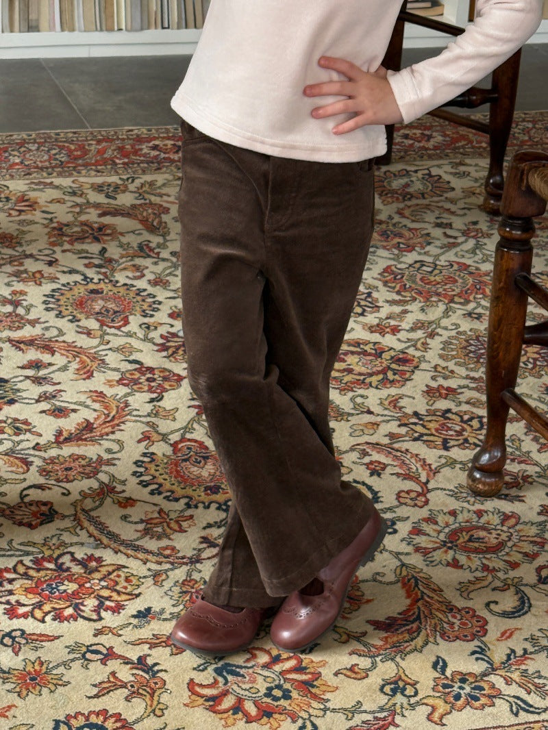 Kids' Corduroy Heart Pocket Straight Long Pants [mh0014084]