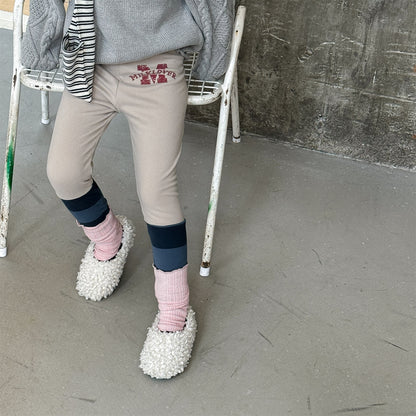 レギンスパンツ 裏起毛 バイカラー ドッキング リブ ボトムス【mh0011609】