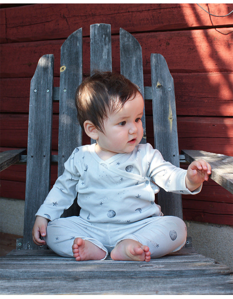 長袖肌着ロンパース/パンツ アニマル/星月プリント ボディスーツ【mh0011724】