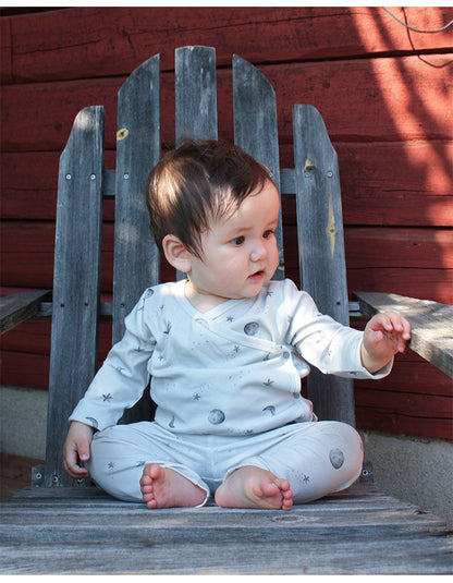 長袖肌着ロンパース/パンツ アニマル/星月プリント ボディスーツ【mh0011724】