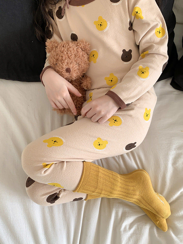 Long Sleeve Printed Pajamas 長袖 プリント パジャマ セット【mh0012243】