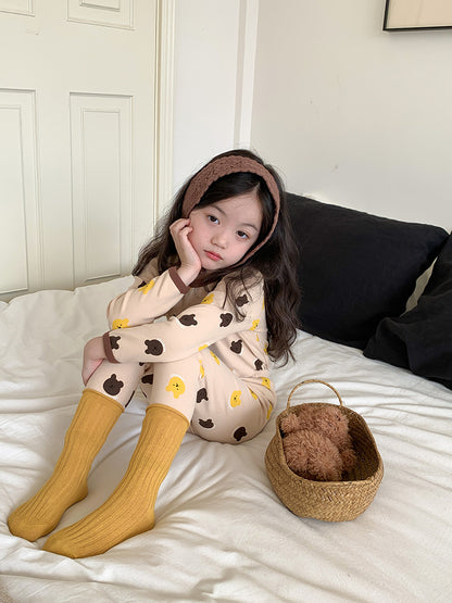 Long Sleeve Printed Pajamas 長袖 プリント パジャマ セット【mh0012243】