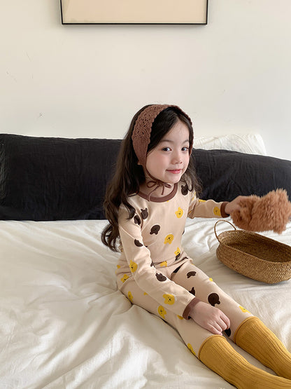 Long Sleeve Printed Pajamas 長袖 プリント パジャマ セット【mh0012243】