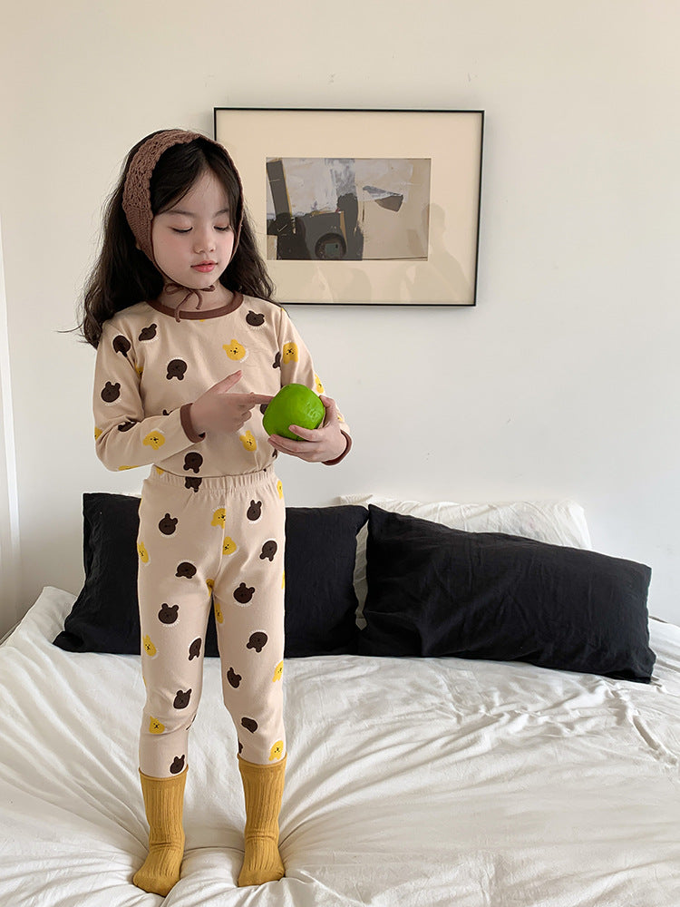 Long Sleeve Printed Pajamas 長袖 プリント パジャマ セット【mh0012243】