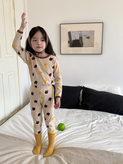 Long Sleeve Printed Pajamas 長袖 プリント パジャマ セット【mh0012243】