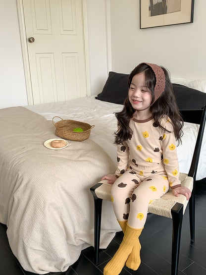 Long Sleeve Printed Pajamas 長袖 プリント パジャマ セット【mh0012243】