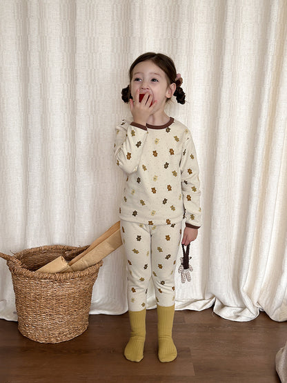Long Sleeve Printed Pajama Set 長袖 プリント パジャマ セット【mh0012244】
