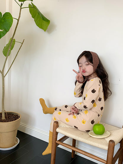 Long Sleeve Printed Pajamas 長袖 プリント パジャマ セット【mh0012243】