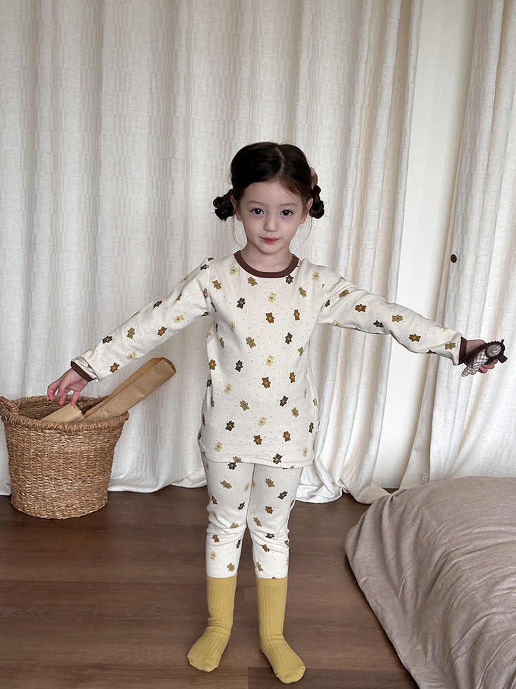 Long Sleeve Printed Pajama Set 長袖 プリント パジャマ セット【mh0012244】