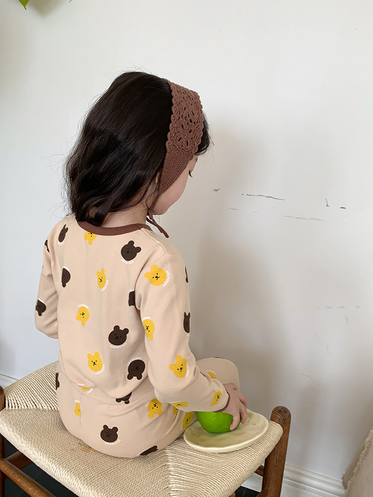 Long Sleeve Printed Pajamas 長袖 プリント パジャマ セット【mh0012243】