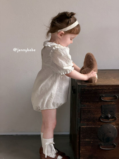 Eyelet Cotton Puff Sleeve Romper