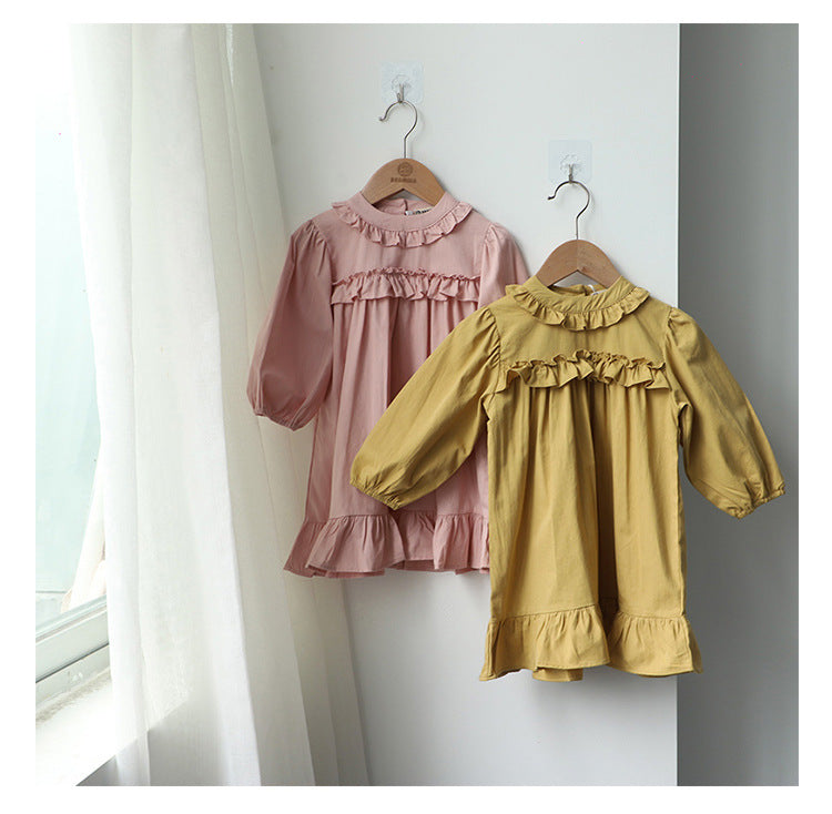 Ruffle Collar Layered Princess Dress フリル 長袖ワンピース【mh0012629】