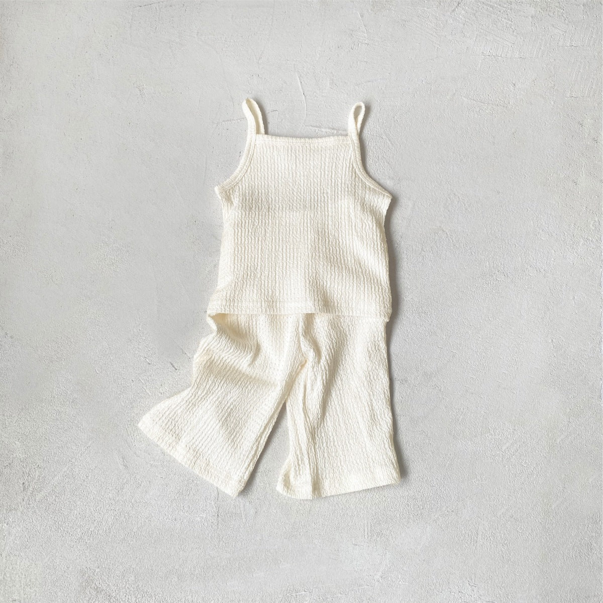 Baby Waffle Openwork Cardigan, Camisole & Long Pants - 3 Piece Set【mh0009038】
