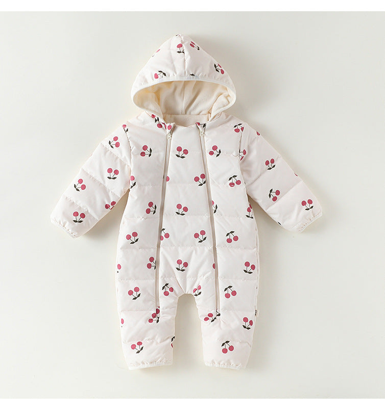 アウタージャンプスーツ プリント 中綿 厚手 フード付 キルティング【mh0011700】