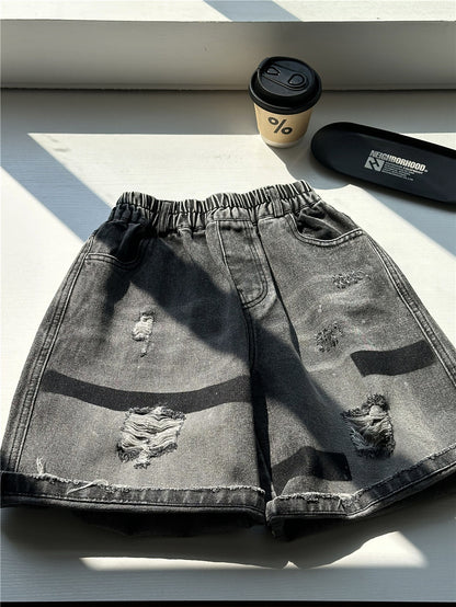 Distressed Denim Shorts ダメージデニム ハーフパンツ【mh0012938】