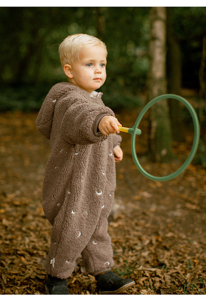 アウタージャンプスーツ 月星 ムーンスター刺繍 ボア 厚手 フード付【mh0011705】