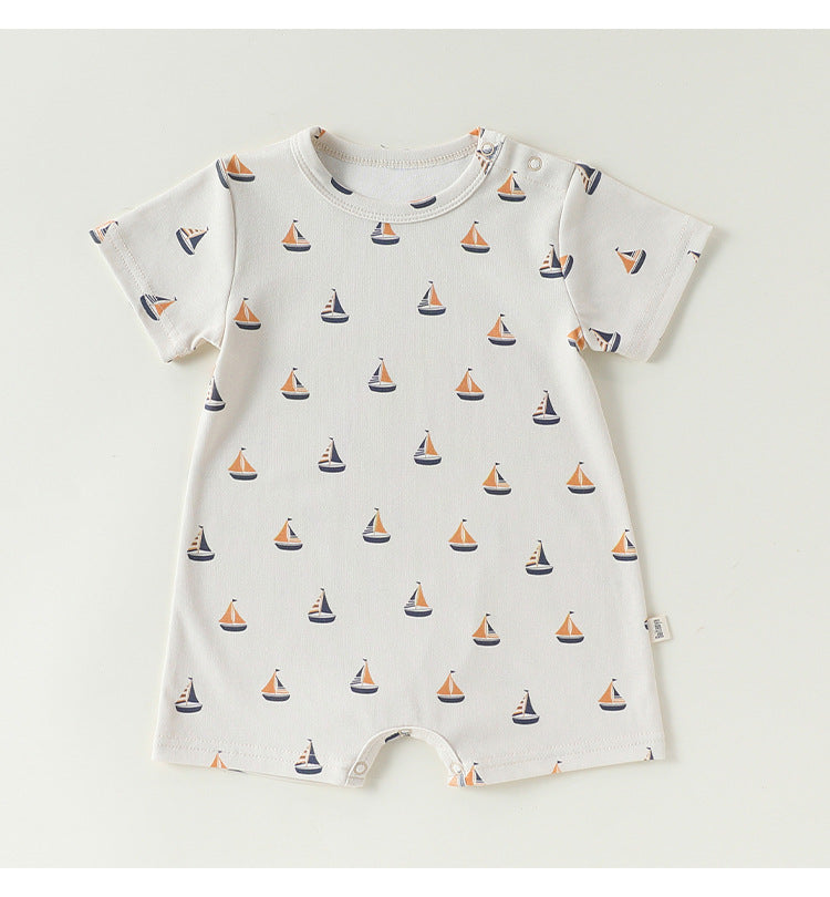 Graphic Print Short Romper マリンプリント 半袖ロンパース【mh0013041】
