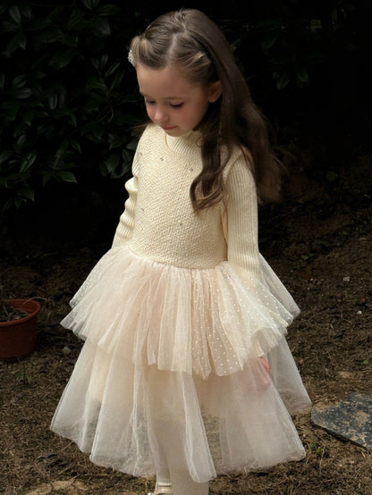 Kids' Tulle Tiered Ruffle Sleeveless Dress【mh0014578】