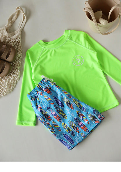 Traje de baño de manga larga fluorescente UPF50 Plus Traje de baño de manga larga [mh0012591]