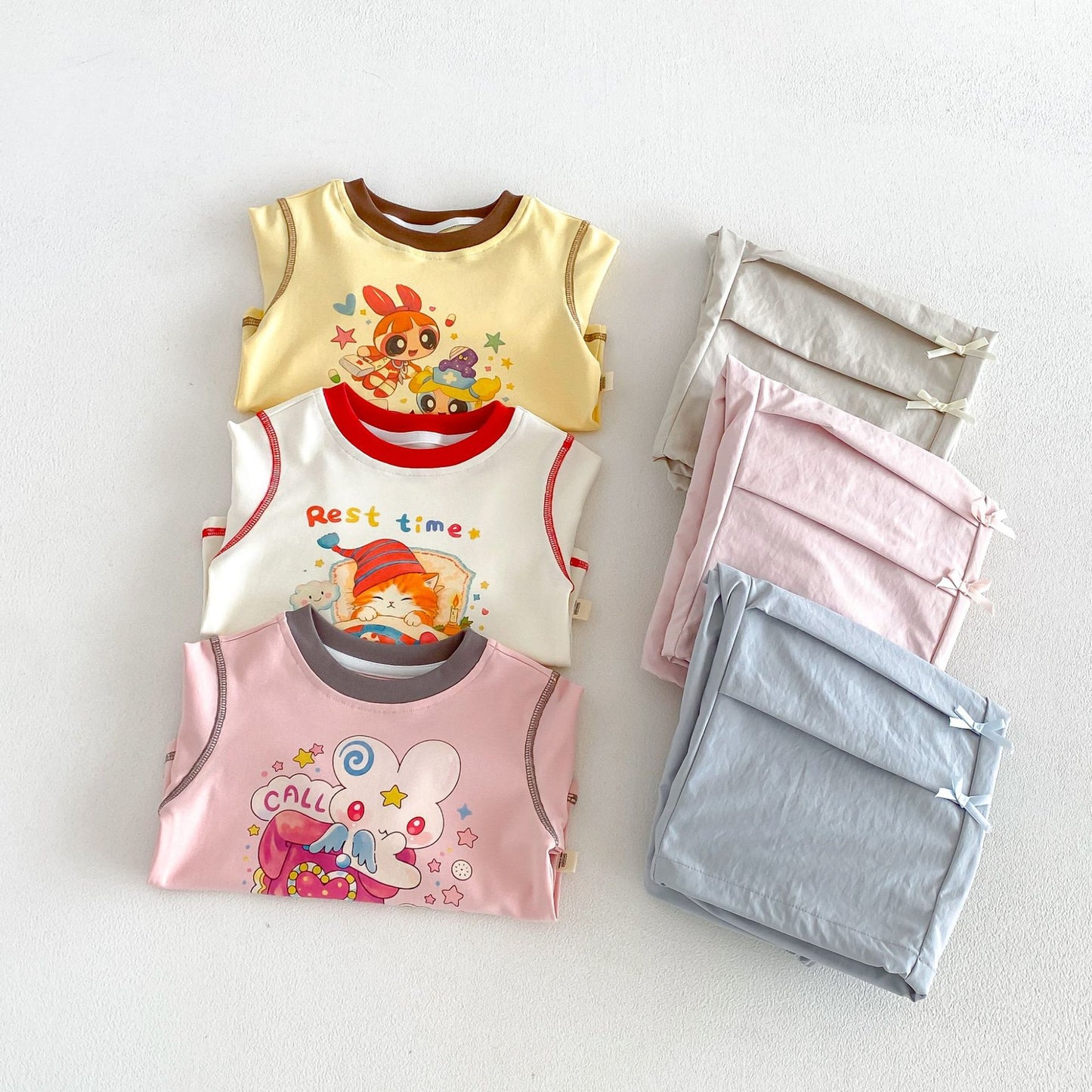 キッズ キャラクター プリント 長袖Tシャツ ワークパンツ【mh0014033】