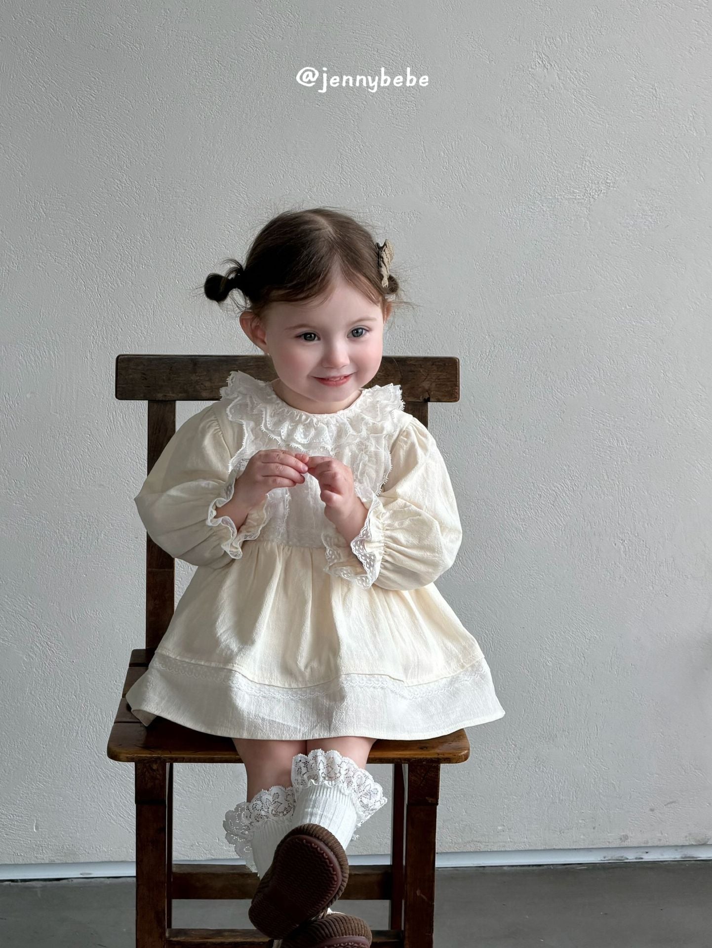 Lace Collar Cotton Romper Dress レース 襟付き コットン ロンパース ドレス【mh0012551】
