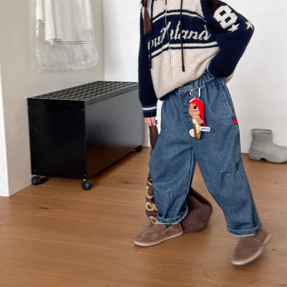 Pantalones vaqueros holgados de pierna cónica para niños【mh0014537】
