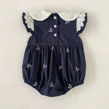 Bow Embroidery Ruffle Romper Dress ラッフル ロンパース ワンピース【mh0013161】