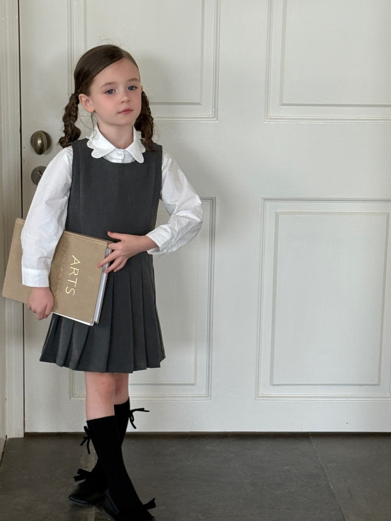Kids' Sleeveless Pleated Dress with Waist Seam【mh0014072】