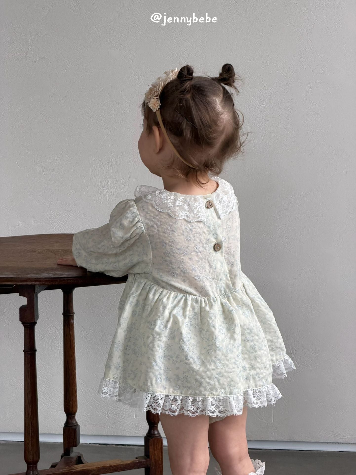 Floral Lace Collar Cotton Romper 花柄 コットン レース 襟付き ロンパース【mh0012556】