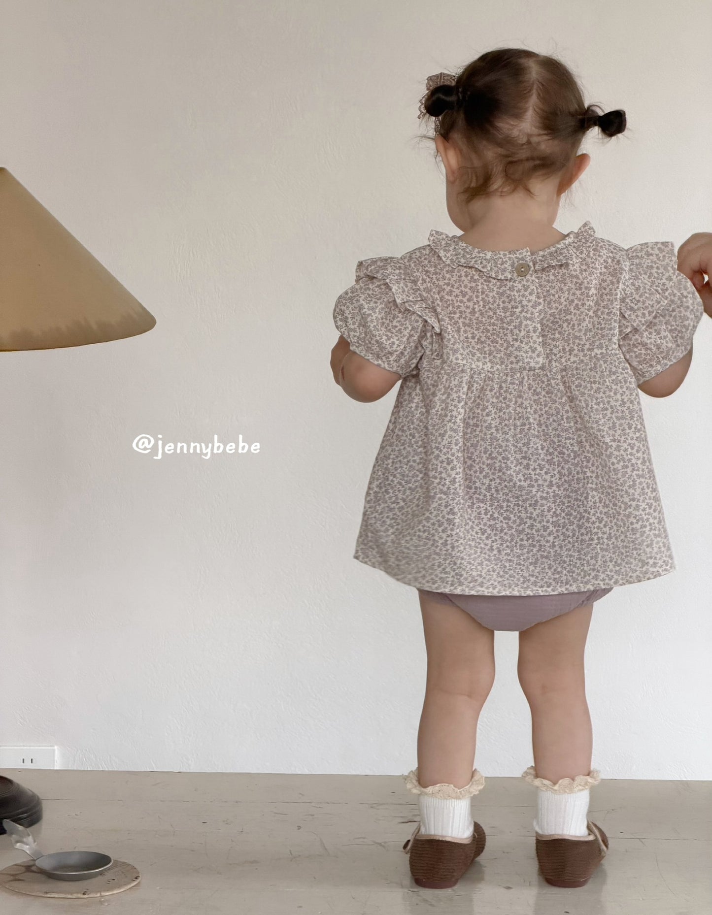 Puff Sleeve Floral Top & Bloomer Set [mh0012530]