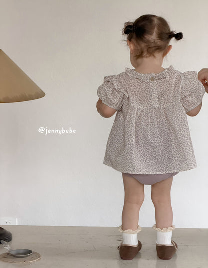 Puff Sleeve Floral Top & Bloomer Set [mh0012530]
