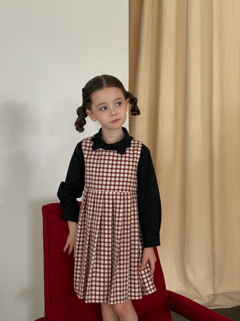 Kids' Plaid Pleated Sleeveless Jumper Dress