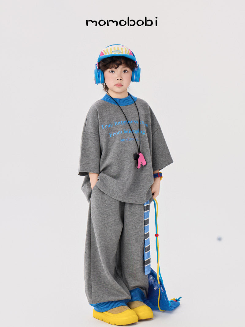 Contrast Rib Tee Long Pants ロゴTシャツ ロングパンツ セット【mh0013008】