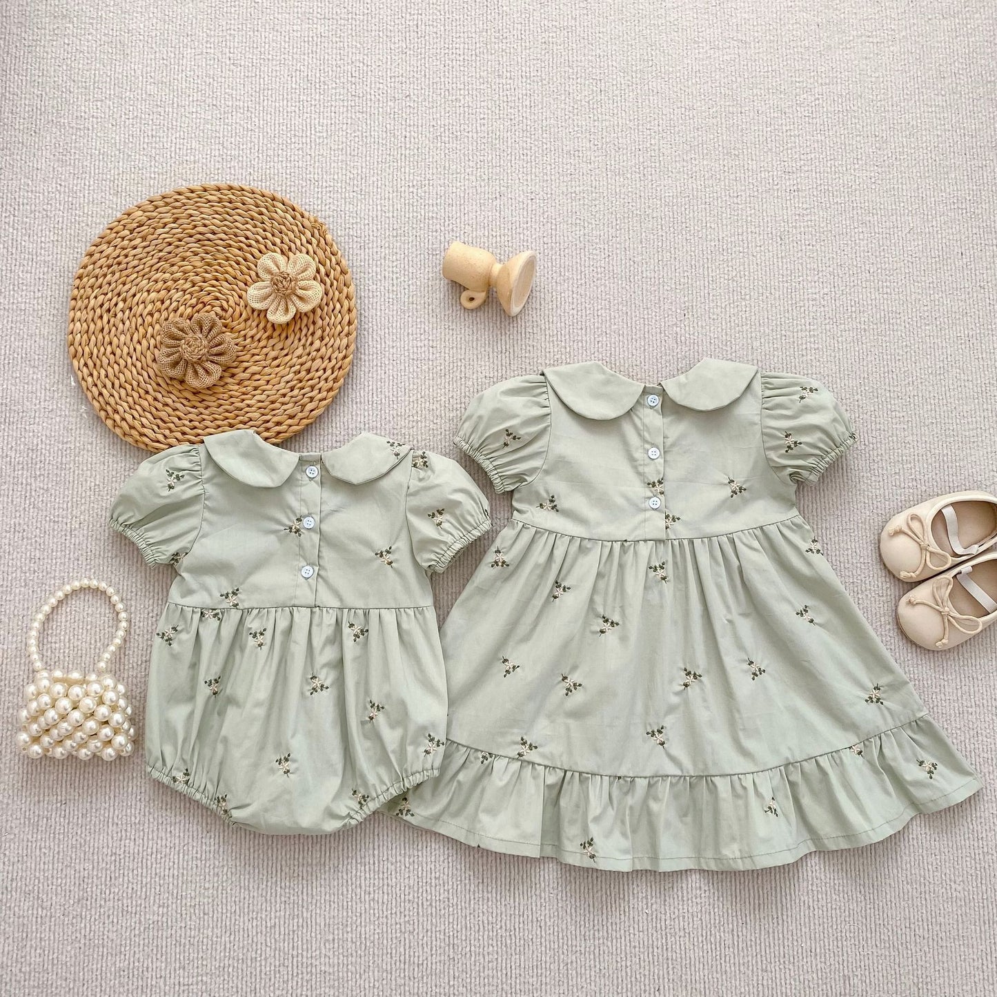 Floral Ruffle Sleeveless Romper フリル ノースリーブ ロンパース【mh0013165】