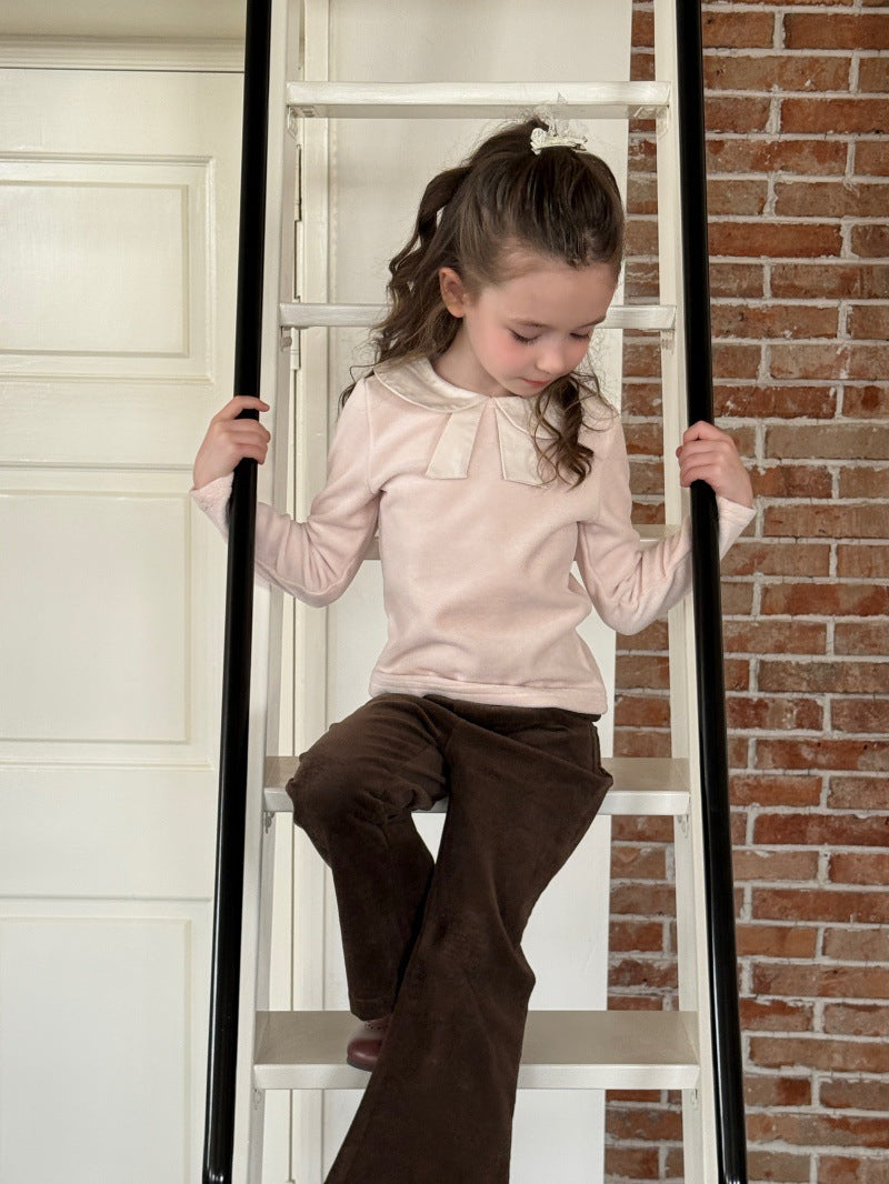 Kids Ribbon Big Collar Ruffle Collar Blouse Long Sleeve T-Shirt [mh0014075]