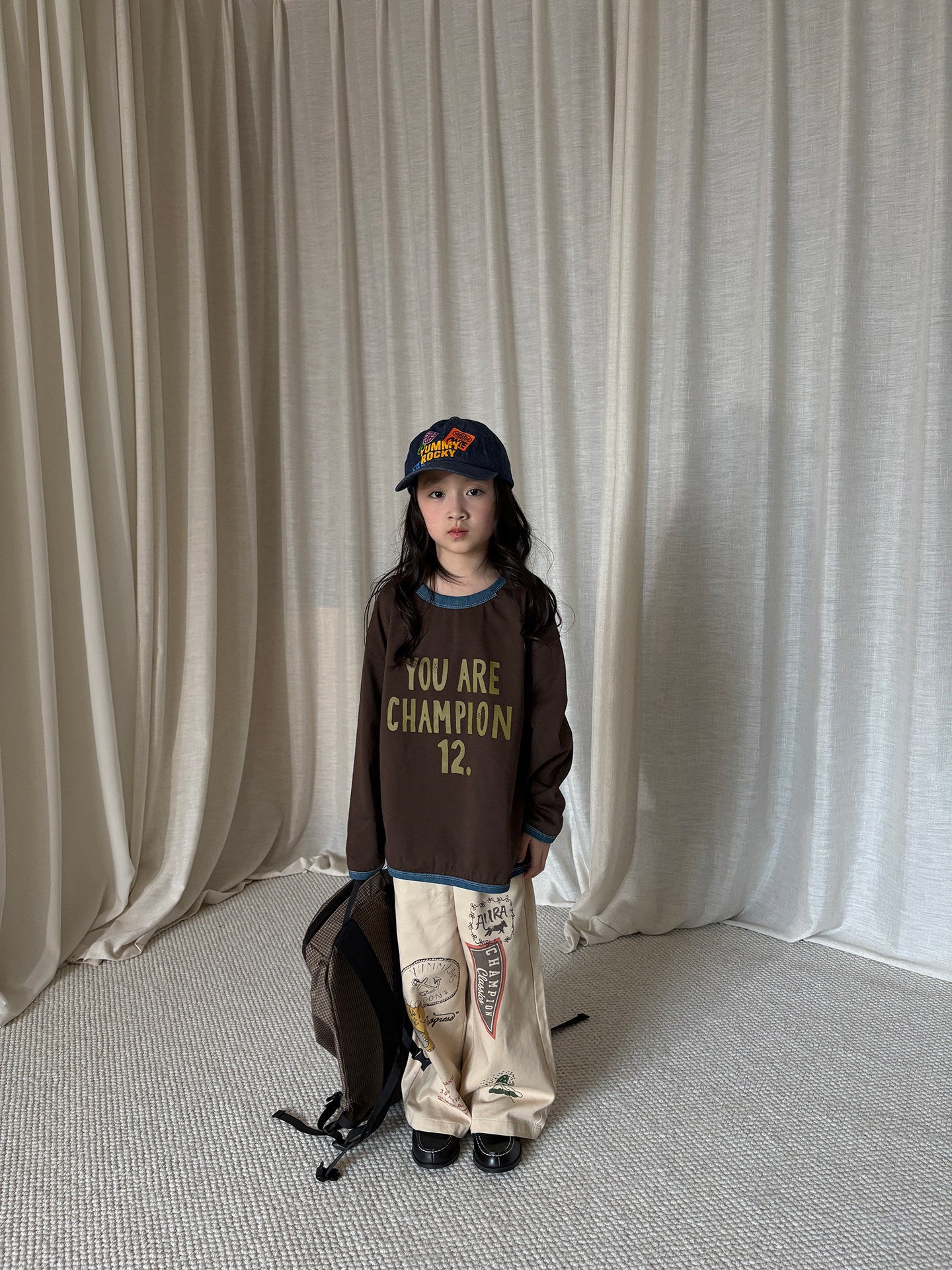 yummy&rocky | Vintage Embroidery Print Sweatshirt コットン スウェットシャツ【mh0020175】